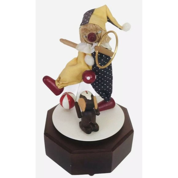 Vintage Schmid Music Box Wood Clown Hand Crafted Plays The Entertainer Working - Picture 1 of 10